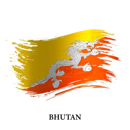 Illustration for Grunge flag of Bhutan, brush stroke vector background - Royalty Free Image