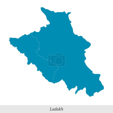 Téléchargez les illustrations : Carte du Ladakh est un territoire de l'Union de l'Inde avec des districts frontaliers - en licence libre de droit