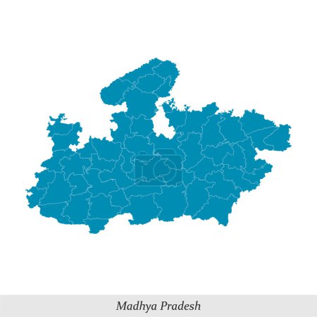 mapa de Madhya Pradesh es un estado de la India con distritos fronterizos