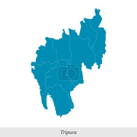 carte de Tripura est un état de l'Inde avec des districts frontaliers