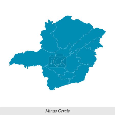Karte von Minas Gerais ist ein Bundesstaat von Brasilien mit Grenzen Mesoregionen