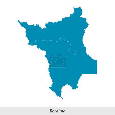 carte de Roraima est un état du Brésil avec des mésorégions frontières