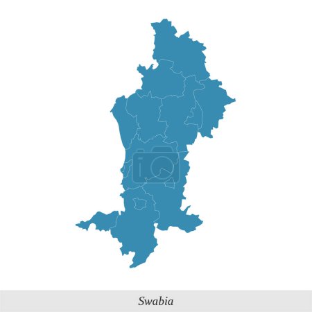 Ilustración de Mapa de Suabia es una región en el estado de Baviera de Alemania con municipios fronterizos - Imagen libre de derechos