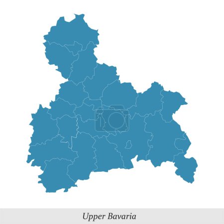 Karte von Oberbayern ist eine Region in Bayern Bundesland Deutschland mit Grenzgemeinden