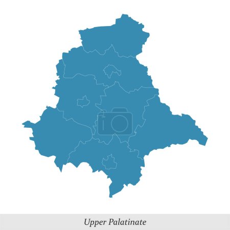 mapa del Alto Palatinado es una región en el estado de Baviera de Alemania con municipios fronterizos