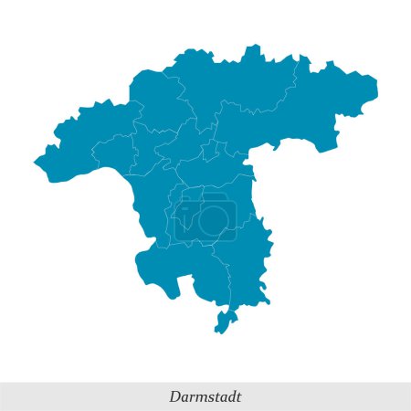 mapa de Darmstadt es una región en el estado de Hesse de Alemania con municipios fronterizos