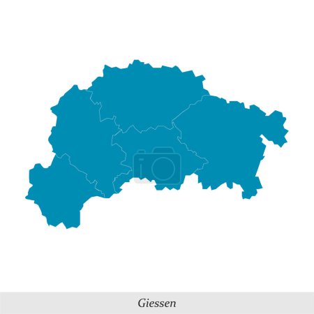 mapa de Giessen es una región en el estado de Hesse de Alemania con municipios fronterizos