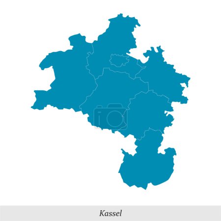 Téléchargez les illustrations : Carte de Kassel est une région dans l'état de Hesse en Allemagne avec des municipalités frontalières - en licence libre de droit