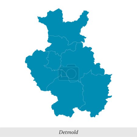 Karte von Detmold ist eine Region in Nordrhein-Westfalen Bundesland Deutschland mit Grenzgemeinden