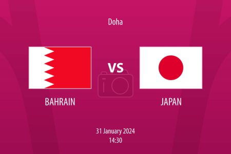 Téléchargez les illustrations : Bahreïn vs Japon modèle de diffusion de tableau de bord de football pour le tournoi asiatique de football 2023 - en licence libre de droit
