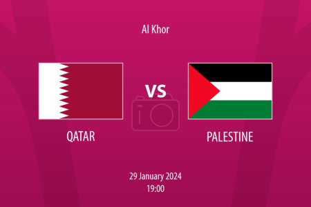 Téléchargez les illustrations : Qatar vs Palestine modèle de diffusion de tableau de bord de football pour le tournoi asiatique de football 2023 - en licence libre de droit