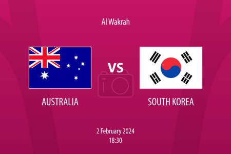 Ilustración de Australia vs Corea del Sur marcador de fútbol plantilla de difusión para el torneo de fútbol asia 2023 - Imagen libre de derechos