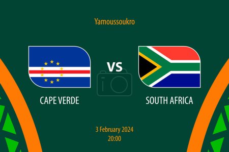 Ilustración de Cabo Verde vs Sudáfrica cuadro de indicadores de fútbol plantilla de difusión para el torneo de fútbol de África 2023 - Imagen libre de derechos