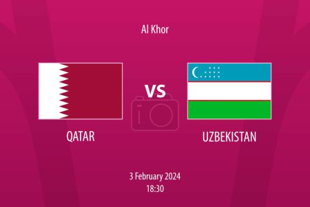 Ilustración de Qatar vs Uzbekistán marcador de fútbol plantilla de difusión para el torneo de fútbol asia 2023 - Imagen libre de derechos