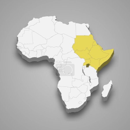 Intergovernmental Authority on Development location within Africa 3d isometrische Karte