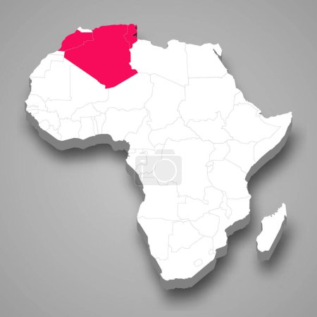 Ilustración de Francia África del Norte ubicación dentro de África mapa isométrico 3d - Imagen libre de derechos