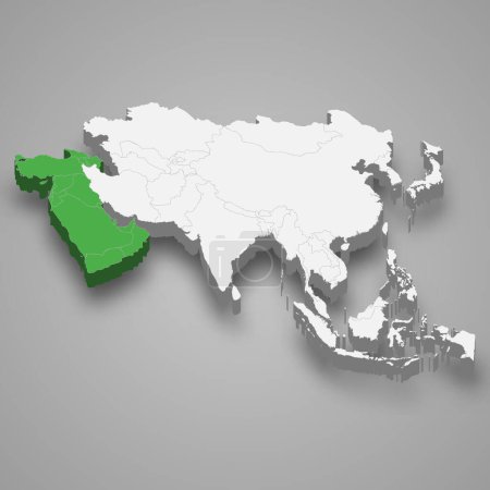 Westasien Lage innerhalb Asiens 3d isometrische Karte