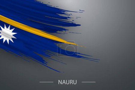 3d grunge brush stroke flag de Nauru, diseño de póster de plantilla