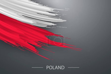 3D Grunge Pinselstrich Flagge von Polen, Vorlage Plakatentwurf