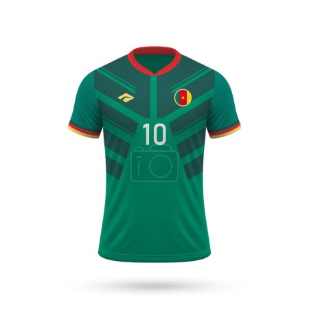 Ilustración de 3d realista camiseta de fútbol Camerún selección nacional, plantilla de camisa para el kit de fútbol 2024 - Imagen libre de derechos