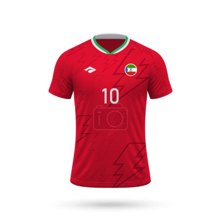3d camiseta de fútbol realista Guinea Ecuatorial selección nacional, plantilla de camisa para el kit de fútbol 2024