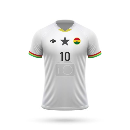 3d realistic soccer jersey Ghana national team, shirt template for football kit 2024