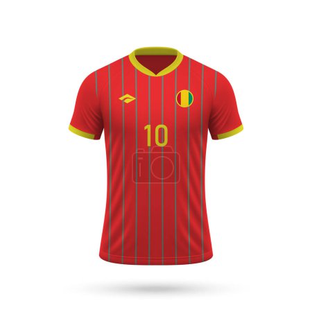 3D realistisches Fußballtrikot Guinea Nationalmannschaft, Hemdvorlage für Fußball-Kit 2024