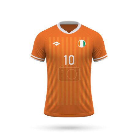 3d camiseta de fútbol realista Costa de Marfil selección nacional, plantilla de camisa para el kit de fútbol 2024
