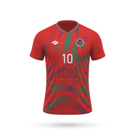 3D realistisches Fußballtrikot Namibia Nationalmannschaft, Hemdvorlage für Fußballtrikot 2024