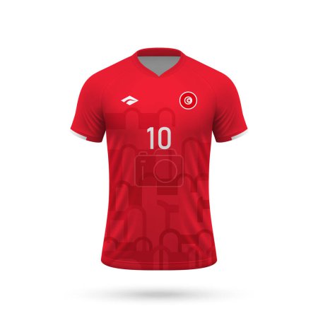 3d realistic soccer jersey Tunisia national team, shirt template for football kit 2024