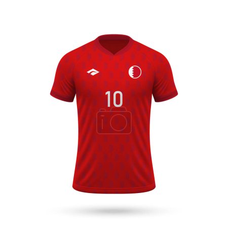 3D realistisches Fußballtrikot Bahrain Nationalmannschaft, Hemdvorlage für Fußballtrikot 2024
