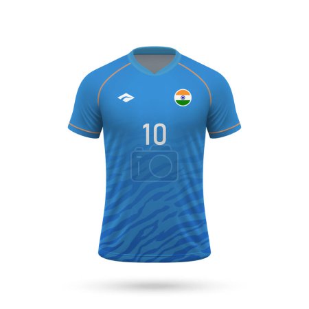 3d realista camiseta de fútbol equipo nacional de la India, plantilla de camisa para el kit de fútbol 2024