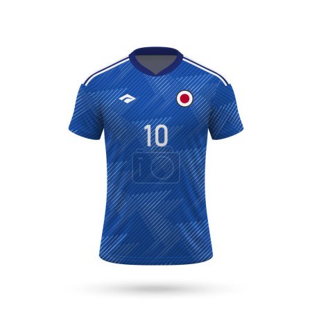 3D realistisches Fußballtrikot der japanischen Nationalmannschaft, Hemdvorlage für Fußballtrikot 2024