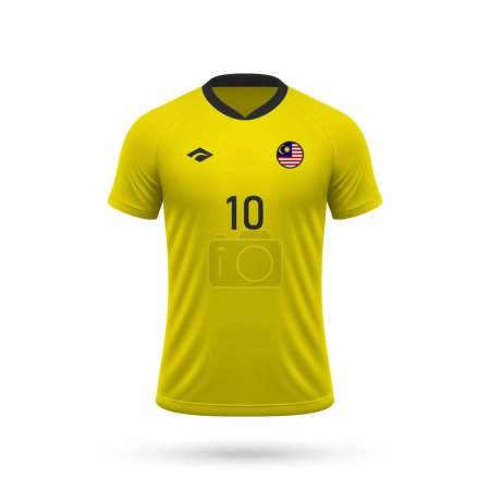 3D realistisches Fußballtrikot Malaysia Nationalmannschaft, Hemdvorlage für Fußball-Kit 2024