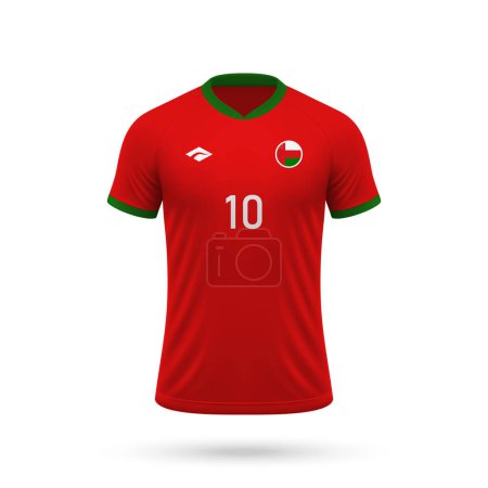 3D realistisches Fußballtrikot der Nationalmannschaft des Oman, Hemdvorlage für Fußballtrikot 2024