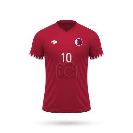 3d realista camiseta de fútbol Qatar selección nacional, plantilla de camisa para el kit de fútbol 2024