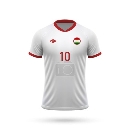 3d realista camiseta de fútbol equipo nacional de Tayikistán, plantilla de camisa para el kit de fútbol 2024