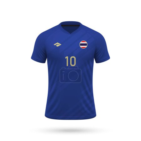 3d realistic soccer jersey Thailand national team, shirt template for football kit 2024