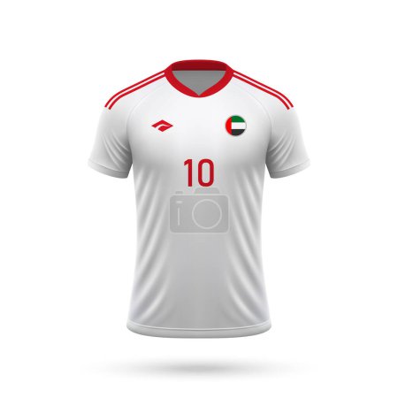 3D realistisches Fußballtrikot der Nationalmannschaft der Vereinigten Arabischen Emirate, Hemdvorlage für Fußballtrikot 2024