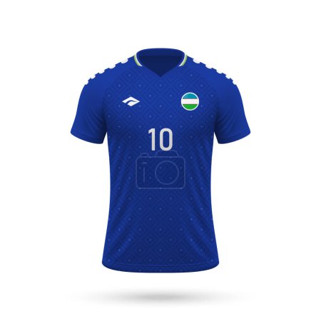 3D realistisches Fußballtrikot usbekische Nationalmannschaft, Hemdvorlage für Fußballtrikot 2024