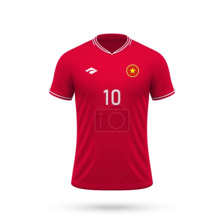 3D realistisches Trikot der vietnamesischen Nationalmannschaft, Hemdvorlage für Fußballtrikot 2024