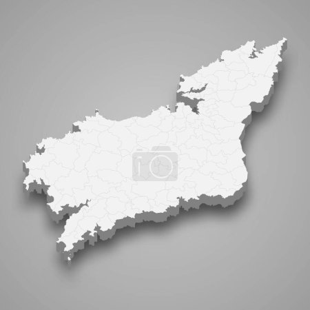 Ilustración de 3d mapa isométrico de La Coruña es una provincia de España con municipios fronterizos - Imagen libre de derechos