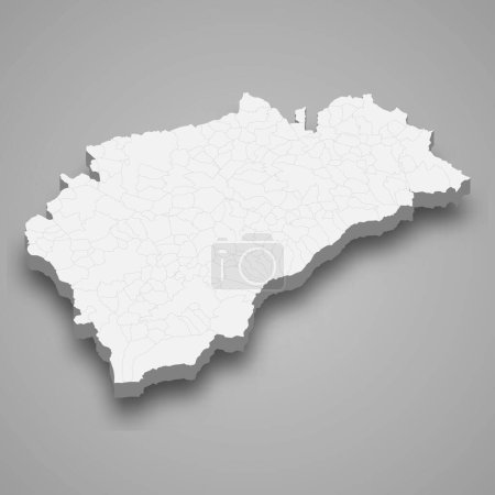 3d mapa isométrico de Segovia es una provincia de España con municipios fronterizos
