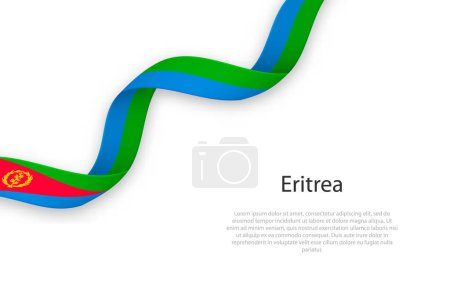 Illustration for Waving ribbon with flag of Eritrea. Template for independence day poster design - Royalty Free Image