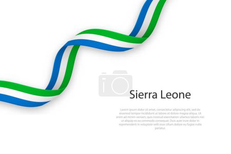 Waving ribbon with flag of Sierra Leone. Template for independence day poster design