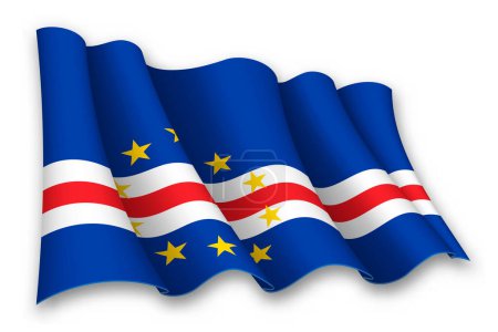 Ilustración de Bandera ondeante realista de Cabo Verde aislada sobre fondo blanco - Imagen libre de derechos