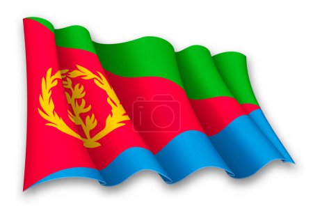 Illustration for Realistic waving flag of Eritrea isolated on white background - Royalty Free Image