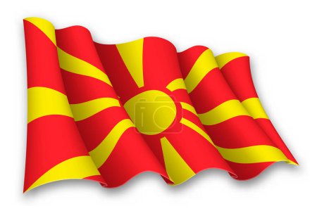 Realistic waving flag of North Macedonia isolated on white background