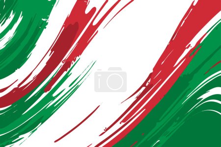 Lebendige abstrakte Malerei, die die italienische Flagge mit energischen roten, grünen und weißen Pinselstrichen nachahmt