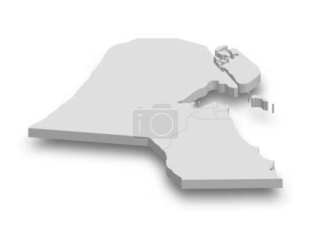 Illustration for 3d Kuwait white map with regions isolated on white background - Royalty Free Image